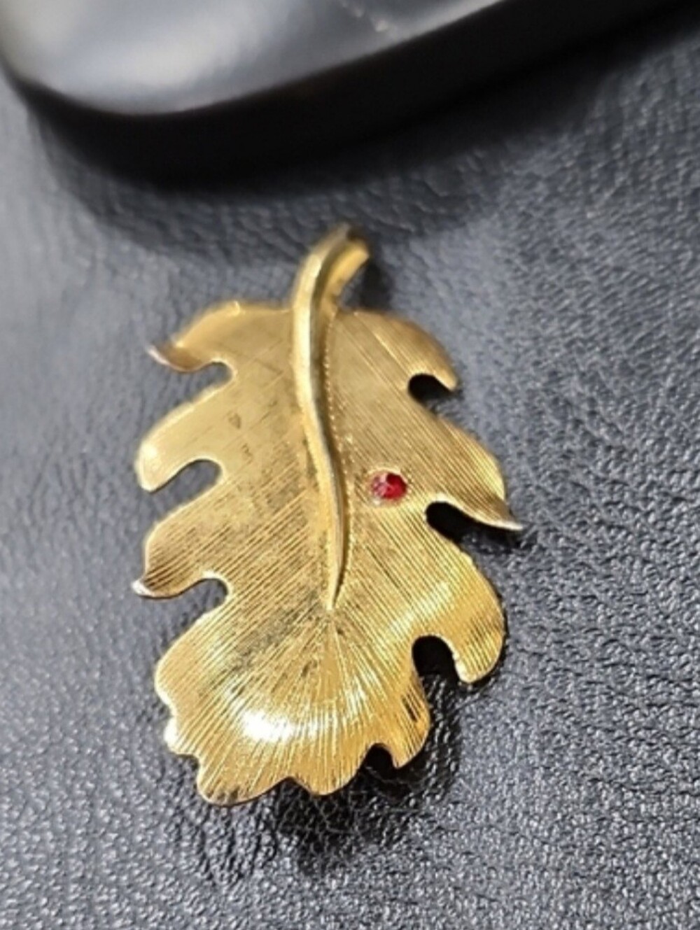 Vintage Textured Hold-tone Oak Leaf Brooch